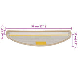 Stair Mats 15 pcs 56x17x3 cm Cream Half Round 133896