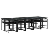11 Piece Garden Dining Set with Cushions Black Poly Rattan 3295026