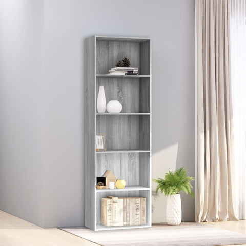 ZNTS 5-Tier Book Cabinet Grey Sonoma 60x30x189 cm Engineered Wood 815400