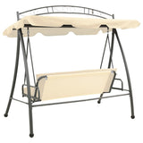 43241 Outdoor Convertible Swing Bench with Canopy Sand White