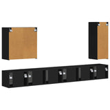 TV Wall Cabinet Set Wall-mounted 6 pcs Black 3408944
