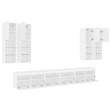 7 Piece TV Wall Cabinet Set with LED Lights White 3216778
