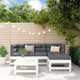 5 Piece Garden Lounge Set White Solid Wood Pine 3186173