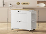 Rolling Kitchen Island with 3-Tier Spice Rack, Kitchen Storage Cart with Drawer and Towel Rack, T3398P378829
