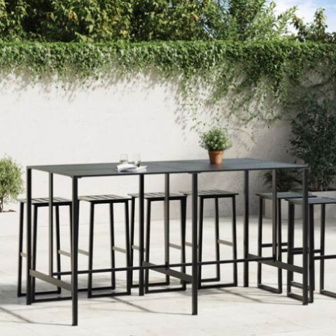 ZNTS Bar Table Black 200x100x110 cm Powder-coated Steel 3301419