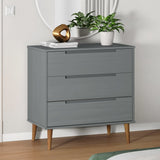 Drawer Cabinet MOLDE Grey 80x40x80 cm Solid Wood Pine 350506