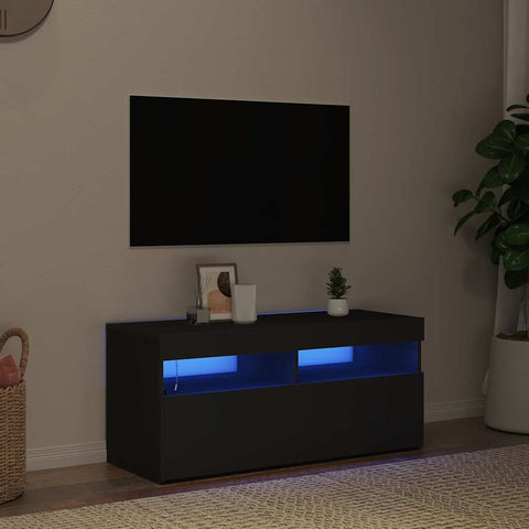 TV Cabinet with LED Lights Black 90x35x40 cm 804383