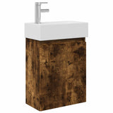 Bathroom Vanity Unit with Tap Smoked Oak 45.5 x 22.5 x 84 cm 889466