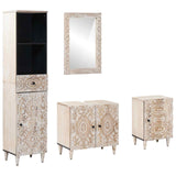 Bathroom Furniture Set with Drawer 4 pcs White Solid Mango Wood 3310116