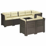 7-Seater Garden Sofa with Cushions Rattan Look PP Light Grey 3444170