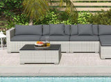 6 Pieces Rattan Corner Sofa Set - Mixed Grey T3398P315877