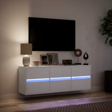 TV Wall Cabinet with LED Lights White 130x31x45 cm 852299