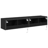 TV Wall Cabinet 2 pcs Black Oak 80 x 35 x 31 cm Engineered Wood 863109
