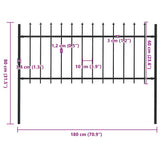 Garden Fence with Spear Top Steel 181x80 cm Black 144924