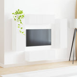 TV Wall Cabinet Set 4 pcs White Engineered Wood 3408925