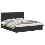 Storage Bed with Headboard Black 200 x 200 cm Engineered Wood 3412652