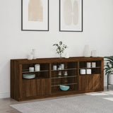 Sideboard with LED Lights Brown Oak 181.5x37x67 cm 3209043