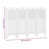 4-Panel Room Divider 162x2x115 cm Solid Wood Acacia 318548