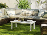 Outdoor Garden Coffee Table, HDPE All-Weather Garden Table, Rectangular Outdoor Table with Slatted T3398P327959