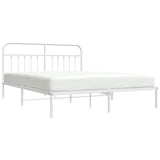 Bed Frame White Powder-Coated Steel Double Bed Frame 352630