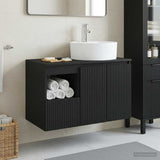 Bathroom Furniture Set 2 pcs Black Engineered Wood 3404075