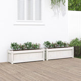 Garden Planters 2 pcs White Solid Wood Pine 837452