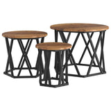 Nesting Side Table 3 pcs Old Wood Engineered Wood and Steel 868259