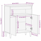 Side Cabinet Brown 60 x 33.5 x 75 cm Solid Mango Wood 4018905