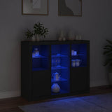 Sideboards with LED Lights 3 pcs Black Engineered Wood 3209122