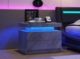 Nightstand LED Bedside Table Cabinet Lights Modern End Side with 2 Drawers for Bedroom T3272P287612