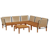 6 pcs Solid Acacia Wood & Rope Natural 3407769