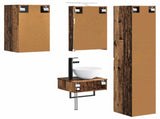 Bathroom Furniture Set 5 pcs Old Wood Engineered Wood and Glass 3407245