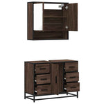 ZNTS 2 Piece Bathroom Furniture Set Brown Oak Engineered Wood 3300934