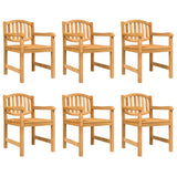 Garden Chair Set of 6 Natural Teak Solid Teak Wood Medium 3157905