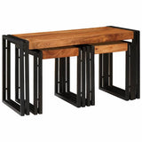 Nesting Table 3 pcs Brown and Black Solid Acacia Wood and Metal 4104731