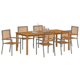 Garden Dining Set 7 pcs Grey Solid Acacia Wood 3365524