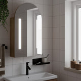 Bathroom Mirror Cabinet with LED Light Arched Oak 42x13x70 cm 357976