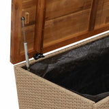 Garden Storage Box Beige 110x55x63 cm Poly Rattan Acacia Wood 366287