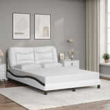Bed Frame with LED without Mattress "Hvar" White and Black 140x190 cm 3213933