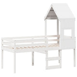 High Sleeper Bed without Mattress White 75x190 cm Small Single Solid Wood Pine 3282020