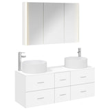 Bathroom Furniture Set 4 pcs White Engineered Wood and Glass 3407103
