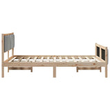 Bed frame Brown and light grey 135 x 190 cm Solid pine wood 878479