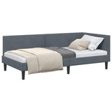Corner Bed Frame with Headboard Dark Grey 90 cm x 200 cm Velvet 42016227
