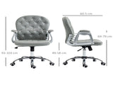 Office Chair Ergonomic 360&deg Swivel PU Diamante Padded Base 5 Castor Wheels for Home Work Grey T3398P344758