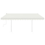 ZNTS Manual Retractable Awning with Posts 4x3.5 m Cream 3070017