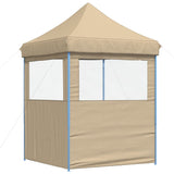 ZNTS Foldable Party Tent Pop-Up with 2 Sidewalls Beige 4004991