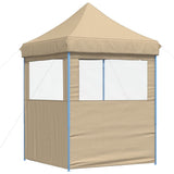Foldable Party Tent Pop-Up with 2 Sidewalls Beige 4004991