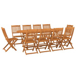 ZNTS 11 Piece Garden Dining Set 220x90x75 cm Solid Wood Acacia 3086977