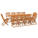 ZNTS 11 Piece Garden Dining Set 220x90x75 cm Solid Wood Acacia 3086977