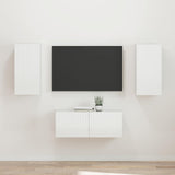 TV Cabinet Set 2 pcs High Gloss White Engineered Wood 3408965